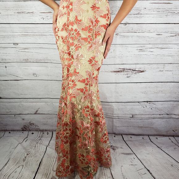 Speechless Floral Lace Strapless Sweetheart Neck Mermaid Dress Size 1 - Picture 3 of 14